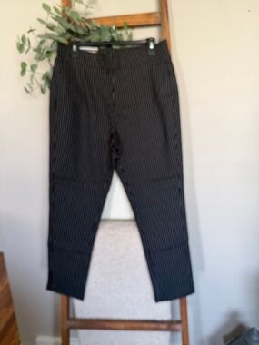 Who What Wear Black Pinstripe Tapered Dress Pants